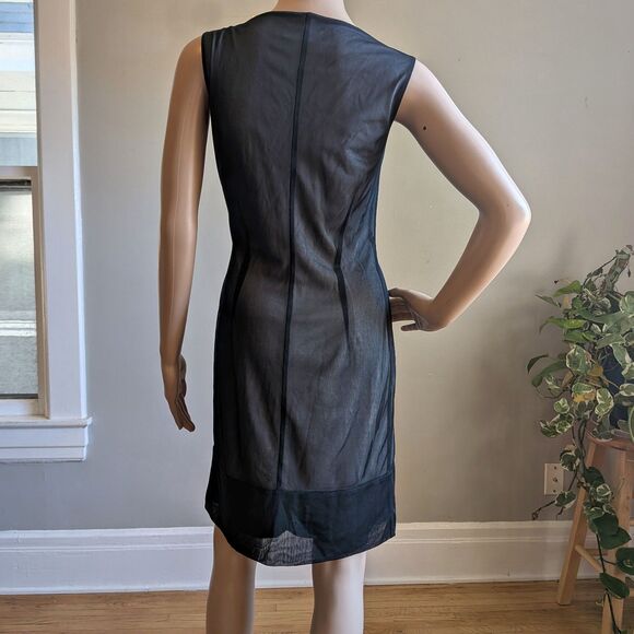 Vintage Y2K Express Mesh Mini Dress Black LBD Party Whimsigoth Size 7/8 - Picture 3 of 8